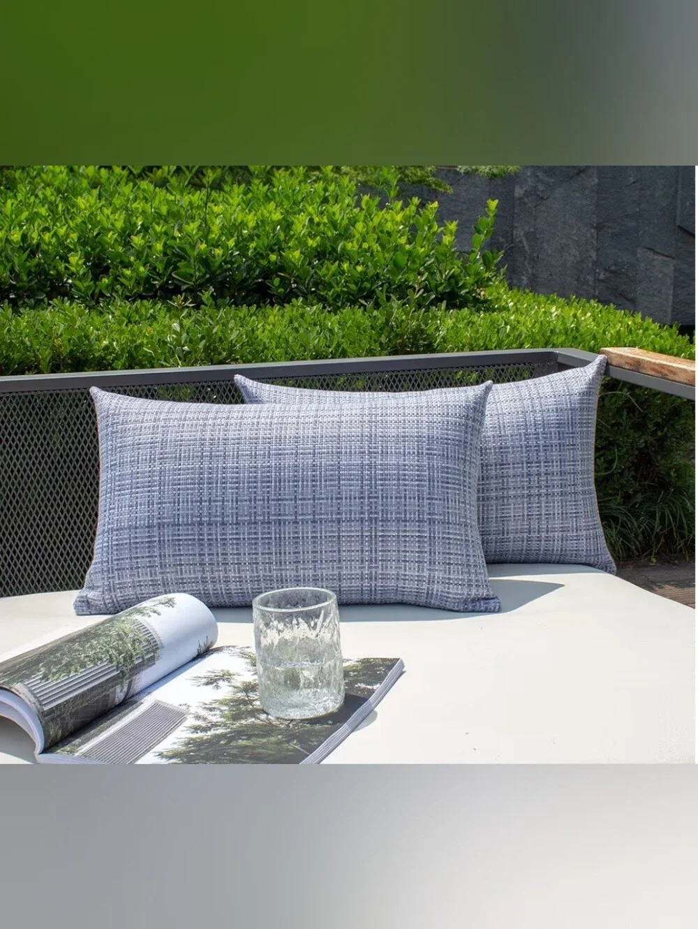 Blue Patterned Outdoor Lumbar Pillow Cover Set Of 2 Lumbar 20x12